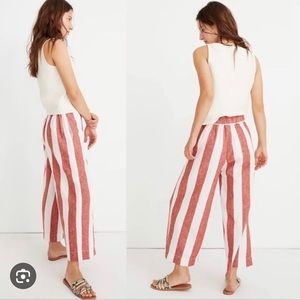 Madewell Huston Pull-On Crop Pants in Bold Stripe Orange and White Striped Pants